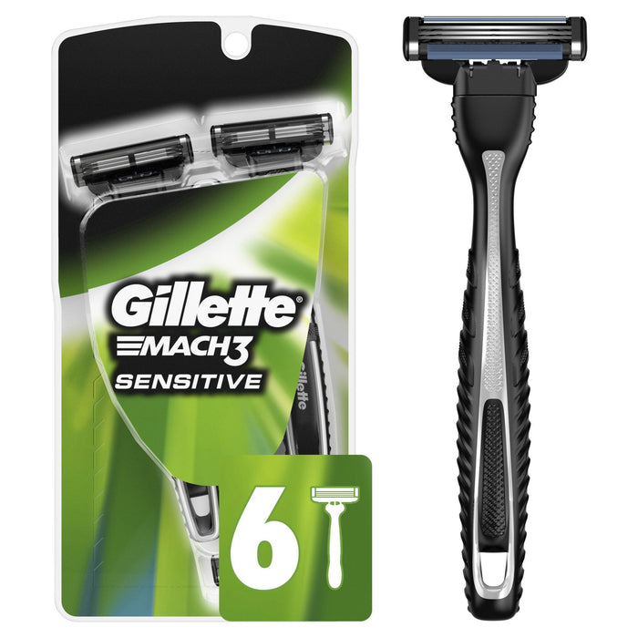 Gillette Mach3 Sensitive Men's Disposable Razors; 6 Count