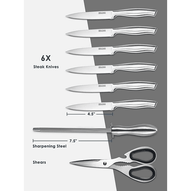 Knife Set 17 Pieces Stainless Steel Hollow Handle Cutlery Block Set