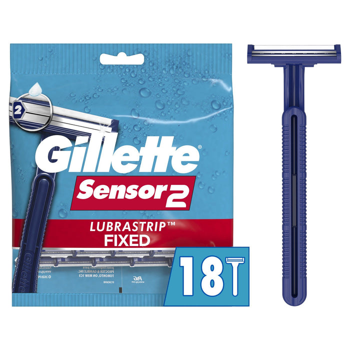 Gillette Sensor2 Fixed Head Men's Disposable Razors; 18 Count