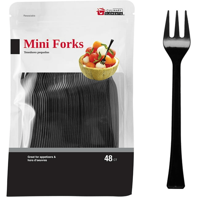 Jacent 48 Count Black Mini Appetizer Forks, 1-Pack