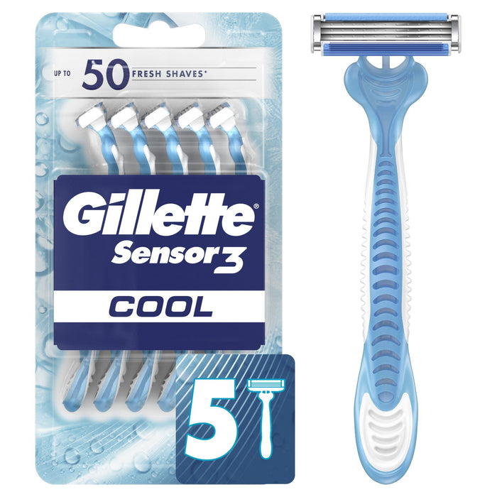 Gillette Sensor3 Cool Men's Disposable Razor; 5 Razors