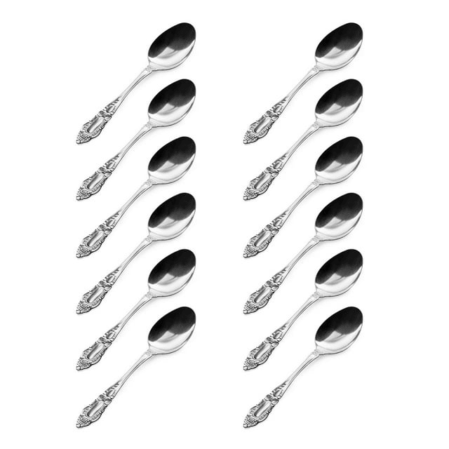 12 Pc Dinner Spoons Stainless Steel Silverware Cutlery Soup Utensil Flatware Set