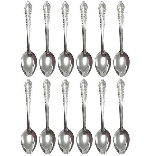 12 Pc Dinner Spoons Stainless Steel Silverware Cutlery Soup Utensil Flatware Set