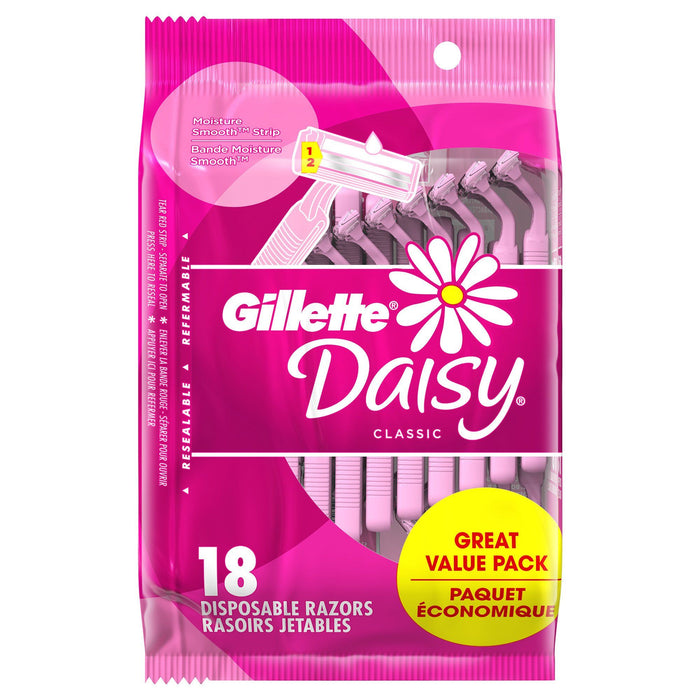 Gillette Daisy Disposable Razors for Women; 2-Bladed; 18 Count