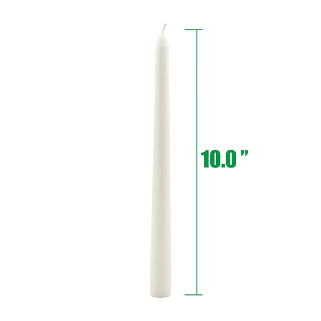 Stonebriar Unscented 10" Dripless Taper Candles with 7 Hour Burn, 30 Pack, White