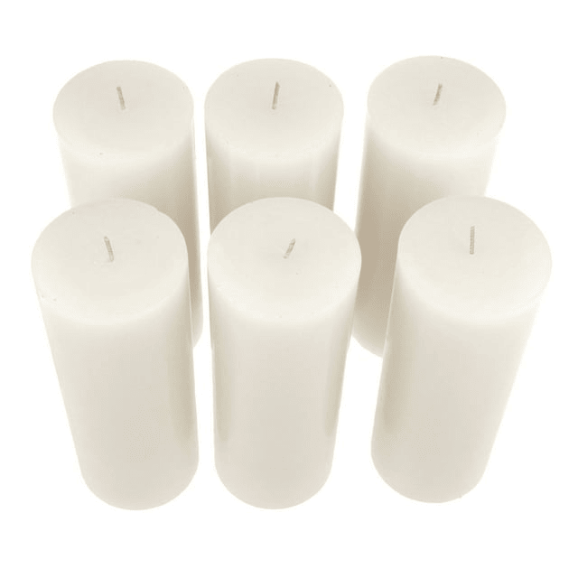 Stonebriar Unscented 3" x 6" 1-Wick White Pillar Candles, 6 Pack