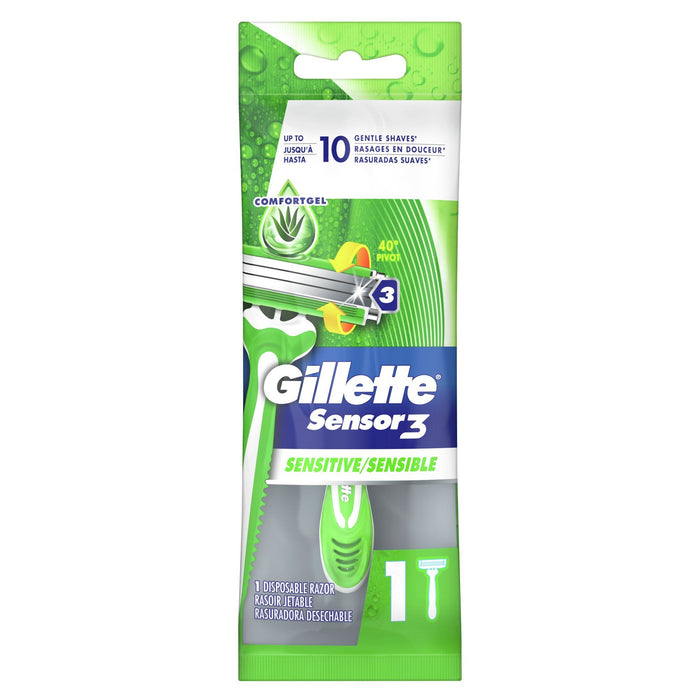 Gillette Sensor3 Sensitive Men's Disposable Razor; 1 Razor