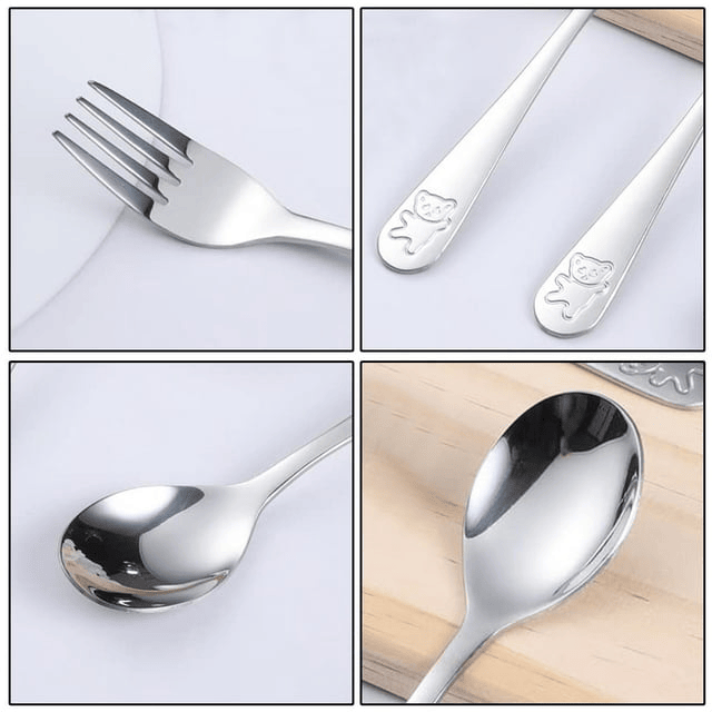 Goutoday Toddler Utensils Cutlery Set 6 Pcs, Kids Silverware Toddler Safe Flatware, 3 Forks+3 Spoons