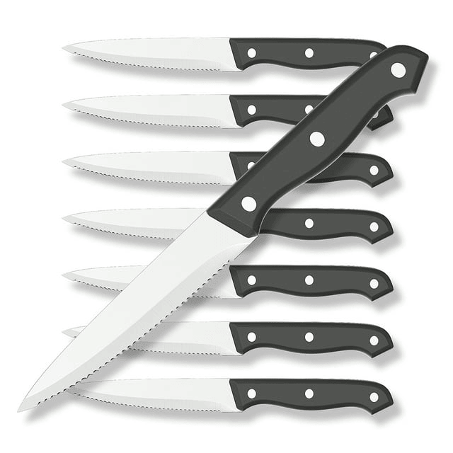 GPED Steak Knives Set of 8, 4.5-inch Serrated Steak Knife Set, Ultra Sharp Stainless Steel Triple Rivet Collection Kitchen Steak Knife Set, Non-Stick & Rust-Resistant Dinner Knives