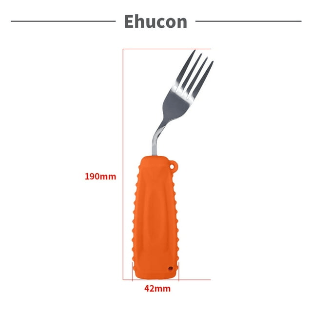 Ehucon Adaptive Utensils,Weighted Forks for Handicaps ,Tremors Parkinsons Limited or Weak Grasp Elderly,Ergonomic Cutlery with Silicon Non-Slip Easy Grip Handles(Left Hand)