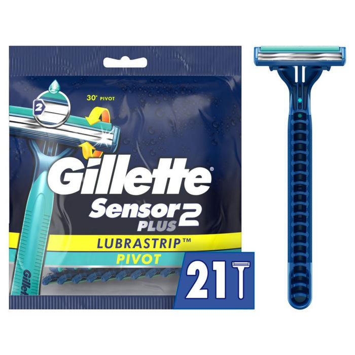 Gillette Sensor2 Plus Pivot Men's Disposable Razor; 21 Razors