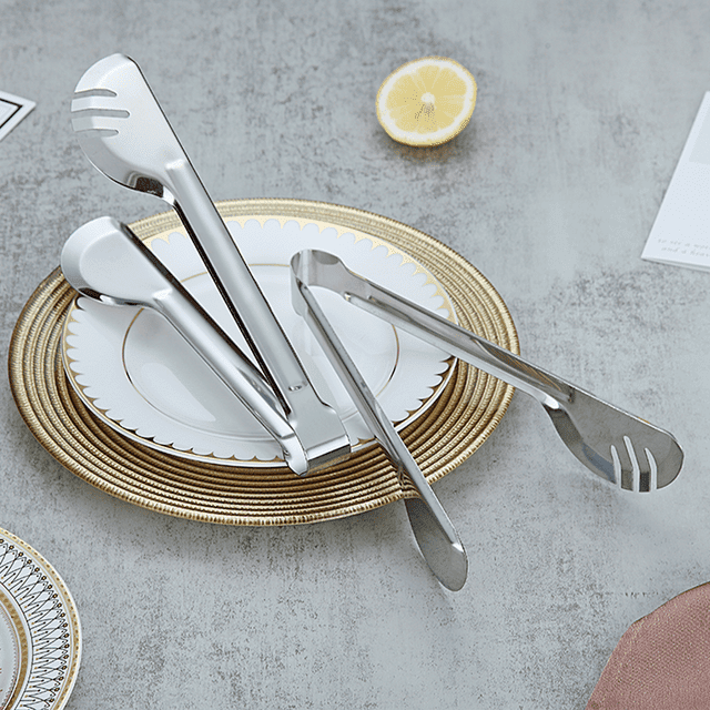 ReaNea Silver Flatware Serving Set of 10 Pieces,Silverware Serving Utensils Large Spoon Set