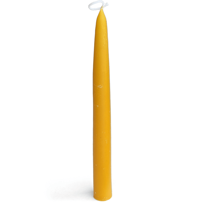 100% Pure Beeswax Taper Candles with Dipped Look - 12 Hours Each, 12 Pack, 144 Hours - USA Bees Wax - Handmade - Unscented - All Natural Light Honey Scent