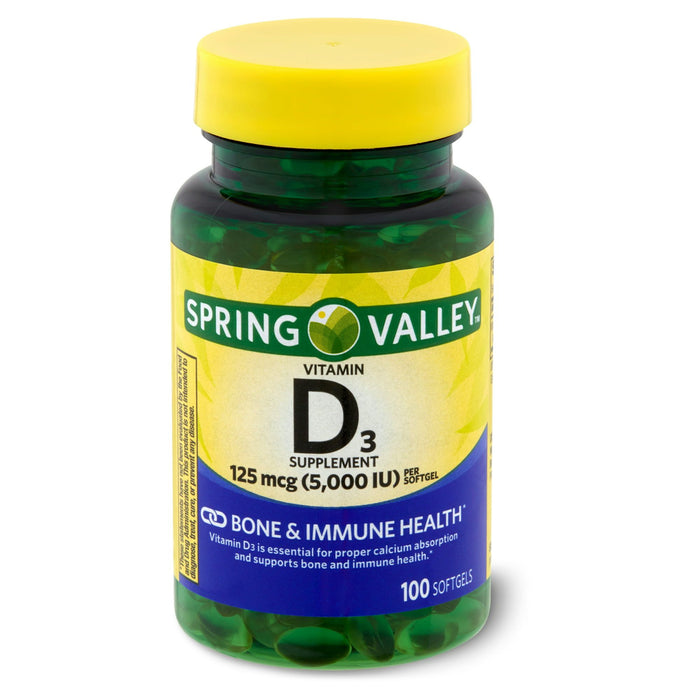 Spring Valley Vitamin D3 Softgels; 5000 IU; 100 Count