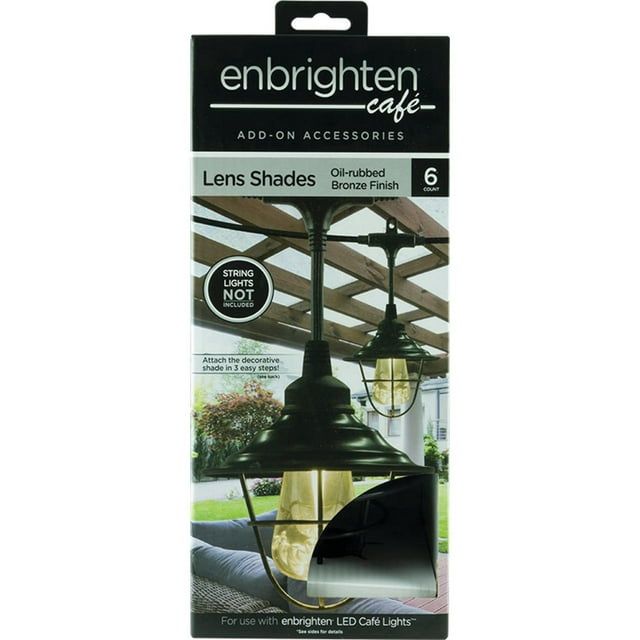 Enbrighten Accessory Lens Shades for Enbrighten Caf¨¦ String Lights, 6 Oil-Rubbed Bronze Cage Shades