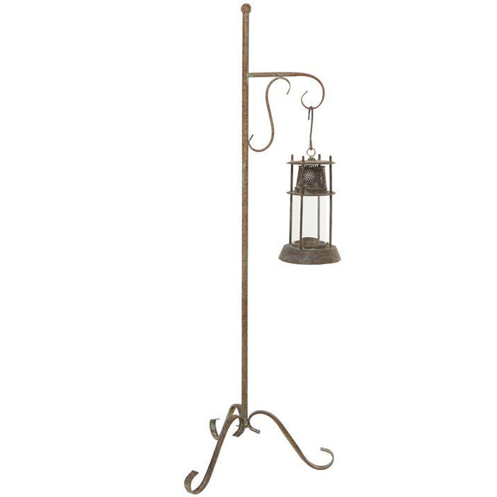 DecMode 16"W, 54"H Metal Rustic Lantern, Rust, 1-Piece