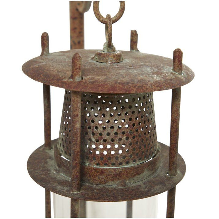 DecMode 16"W, 54"H Metal Rustic Lantern, Rust, 1-Piece