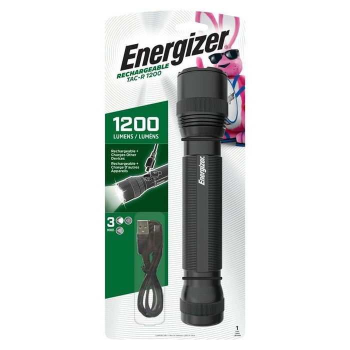 Energizer TAC R 1200 Rechargeable Tactical Flashlight, 1200 Lumens, IPX4 Water Resistant, Aircraft-Grade Aluminum LED Flashlight, Outstanding Emergency Light