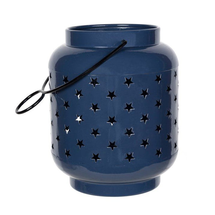 Stratton Home Decor Farmhouse Blue Star Cutout Metal Lantern