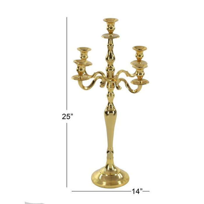 DecMode 5 Holder Gold Aluminum Candelabra