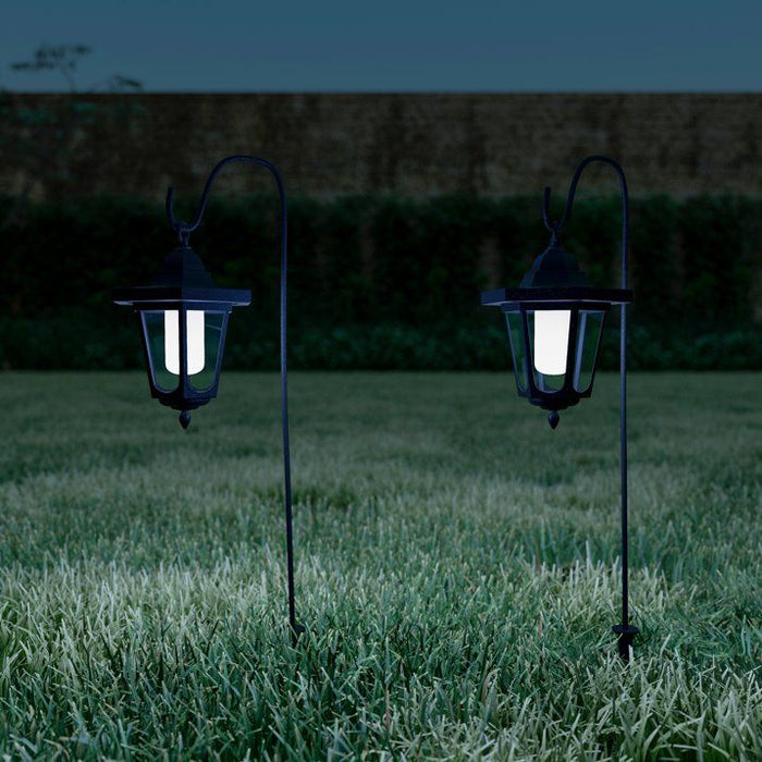 Hanging Solar Coach Lights- 26'' Outdoor Lighting with Hanging Hooks for Garden, Path, Landscape, Patio, Driveway, Walkway- Set of 2 by Pure Garden