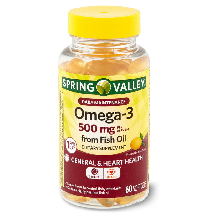 Spring Valley Omega-3 Fish Oil? Softgels; 500 mg; 60 Count