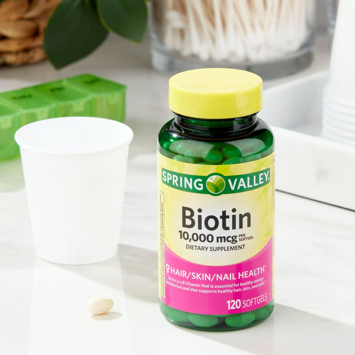 Spring Valley Biotin Softgels; Dietary Supplement; 10; 000 mcg; 120 Count