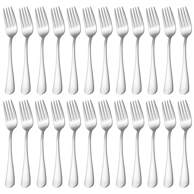 Cibeat Dinner Forks Set 24pcs Mirror Polished Stainless Steel Silverware Forks for Salad, Fruit, Pasta, Steak, Fish, Chicken