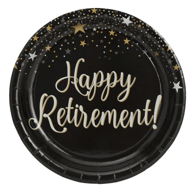 144-Piece Happy Retirement Decorations and Party Supplies with Paper Plates, Napkins, Cups, and Cutlery, Disposable Dinnerware Set for Farewell Celebration, for Men and Women (Serves 24 Guests)