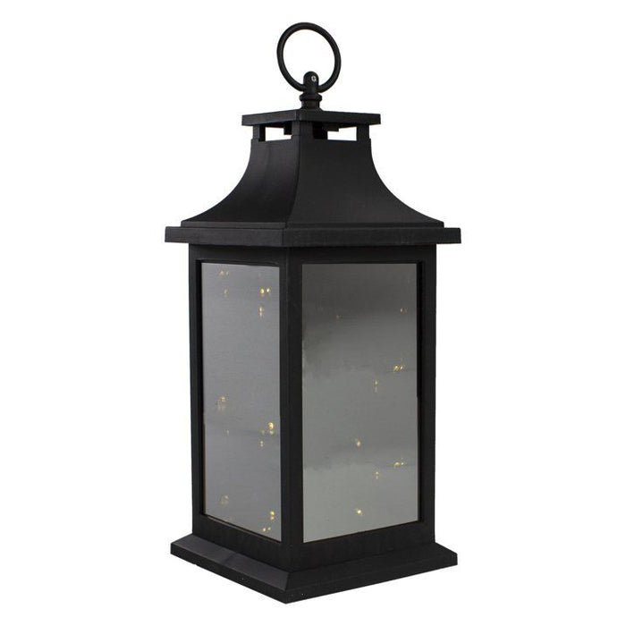 12" Black LED Lighted Battery Operated Lantern with Flickering Light