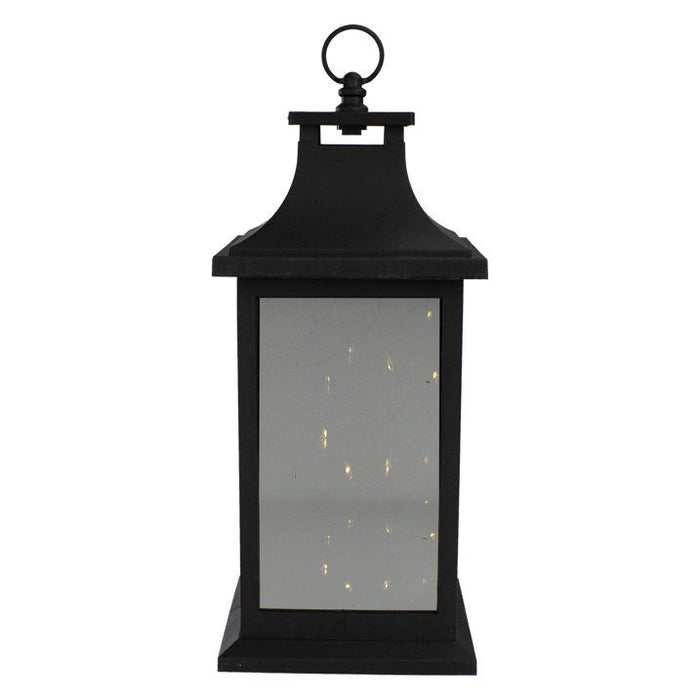 12" Black LED Lighted Battery Operated Lantern with Flickering Light