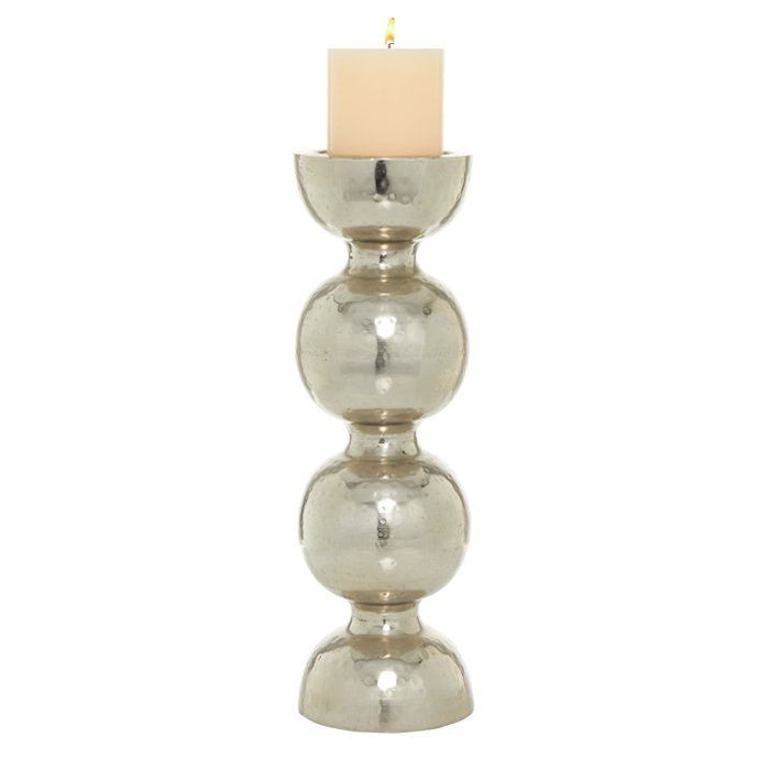 DecMode Silver Metal Handmade Pillar Candle Holder