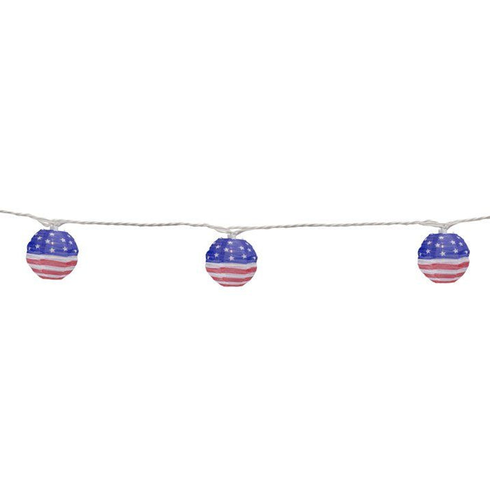 10-Count American Flag 4th of July Paper Lantern Lights Clear Bulbs