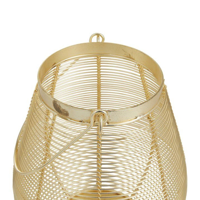 DecMode Gold Metal Decorative Candle Lantern with Thin Metal Handle