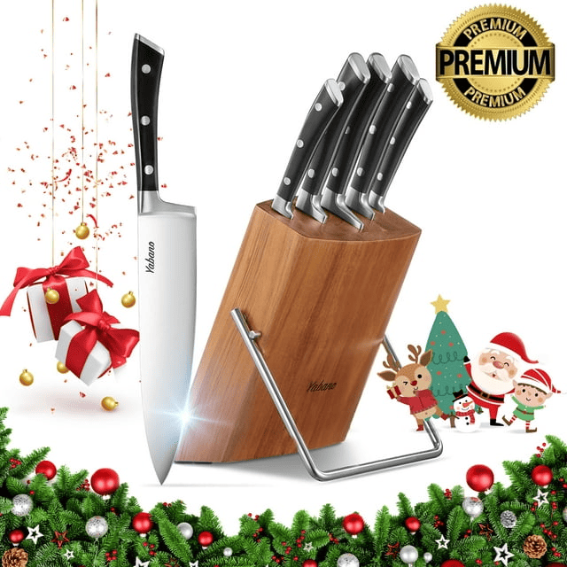 Kitchen Knife Set, 6-Piece Knife Set with Wooden Block, Super Sharp, Handle High Carbon Stainless Steel Cutlery Knife Block Set, Dishwasher Safe, Paring