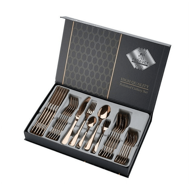 Silverware Set, AOMOTA 30 Piece Stainless Steel Flatware Silverware Set with Premium Gift box, Include Knife/Fork/Spoon/Teaspoon Service for 6, Mirror Finish, Smooth Edge