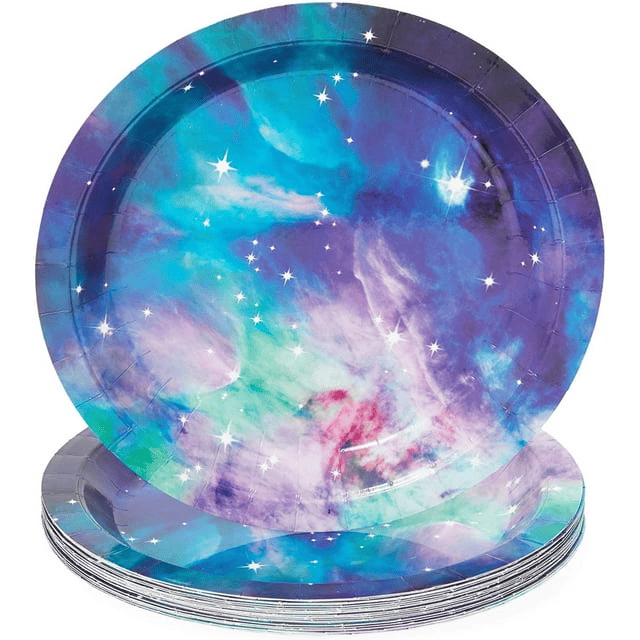 168 Pieces Galaxy Party Supplies with Paper Plates, Napkins, Cups, and Cutlery for Outer Space Birthday Party Decorations (Serves 24)