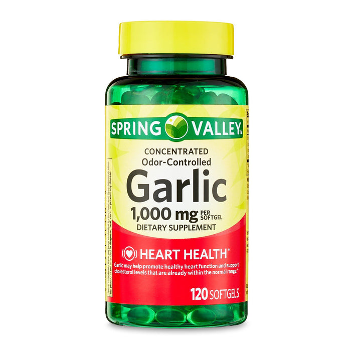 Spring Valley Odor-Controlled Garlic Softgels Dietary Supplement; 1; 000 mg; 120 Count