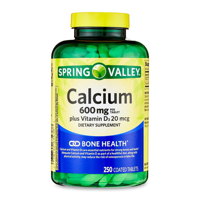 Spring Valley Calcium Plus Vitamin D Tablets Dietary Supplement; 600 mg; 250 Count