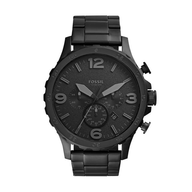 Fossil Men's Nate Chronograph Black Stainless Steel Watch (JR1401)