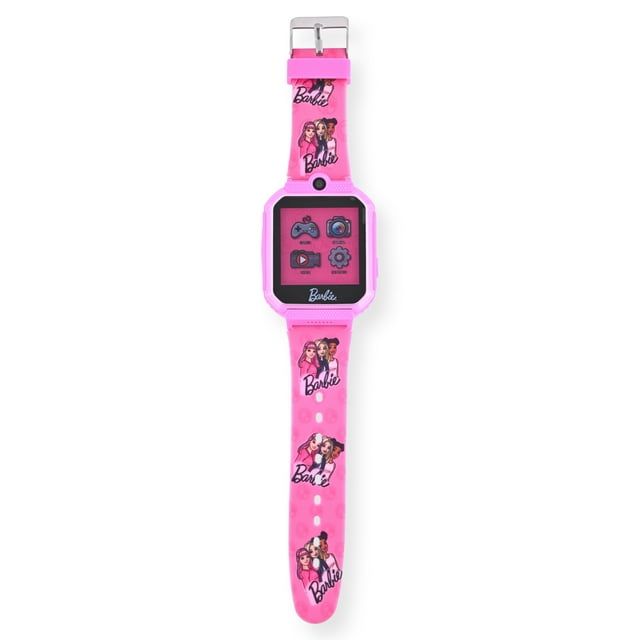 Mattel Barbie Childrens iTime Unisex Touchscreen Smart Watch with Silicone Strap and Metallic Pink Case 42MM
