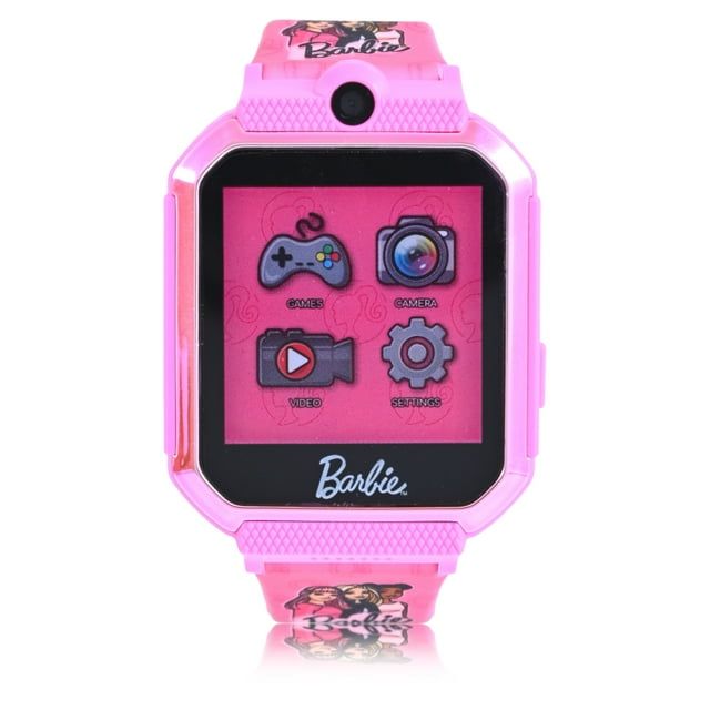 Mattel Barbie Childrens iTime Unisex Touchscreen Smart Watch with Silicone Strap and Metallic Pink Case 42MM