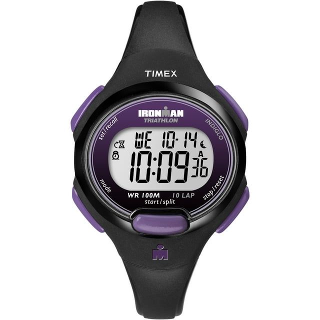 TIMEX Women's IRONMAN Essential 10 34mm Watch ¨C Black & Purple Case with Black Resin Strap