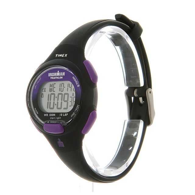 TIMEX Women's IRONMAN Essential 10 34mm Watch ¨C Black & Purple Case with Black Resin Strap