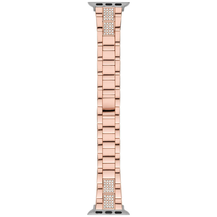 Adult Metal Link Watch Band in Rose Gold with Crystal Accents (FMDBA003)