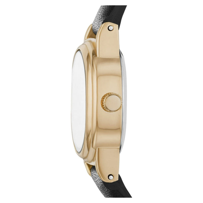 Time and Tru Women's Gold Tone Oval Watch with Faux Leather Strap