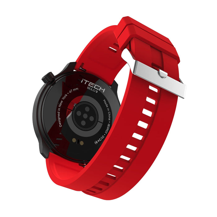 iTech Bold 3 Unisex Adult Smart Watch, Red, Silicone Strap