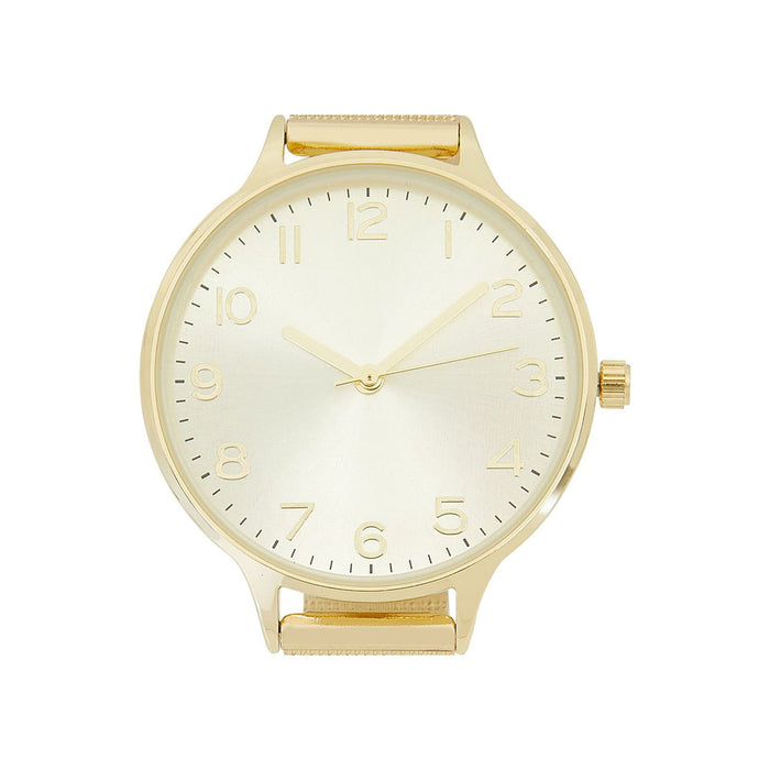 Time and Tru Women's Gold Tone Round Watch with Mesh Bracelet Strap