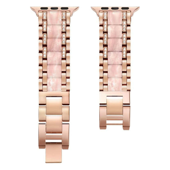 Ladies Metal Watch Band For Apple Watch 38mm & 40mm Rose Gold/Crystal Stones