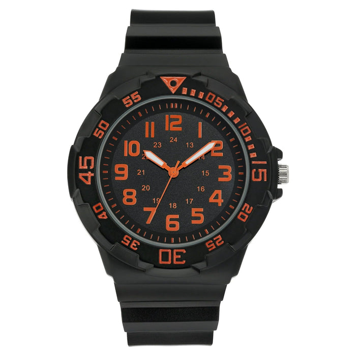 George Men's Casual Watch with Orange Round Dial and Black Resin Band